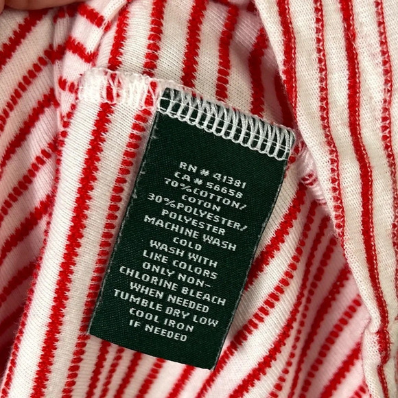 Lauren Ralph Lauren | Red White Striped Top Large - Picture 5 of 7
